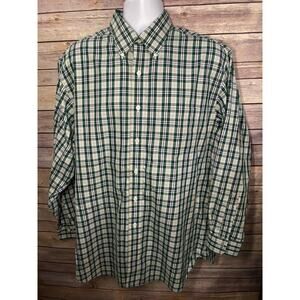 Brooks Brothers Country Club Green & White Plaid Button-Down Shirt Size Large